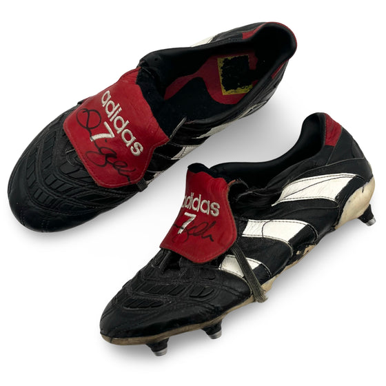 Sir David Beckham Match Worn, Photo-Matched, 3 Goals Scored, Dual Signed, 1/1 Adidas Predator Accelerator/Touch Hybrid - 1997/98