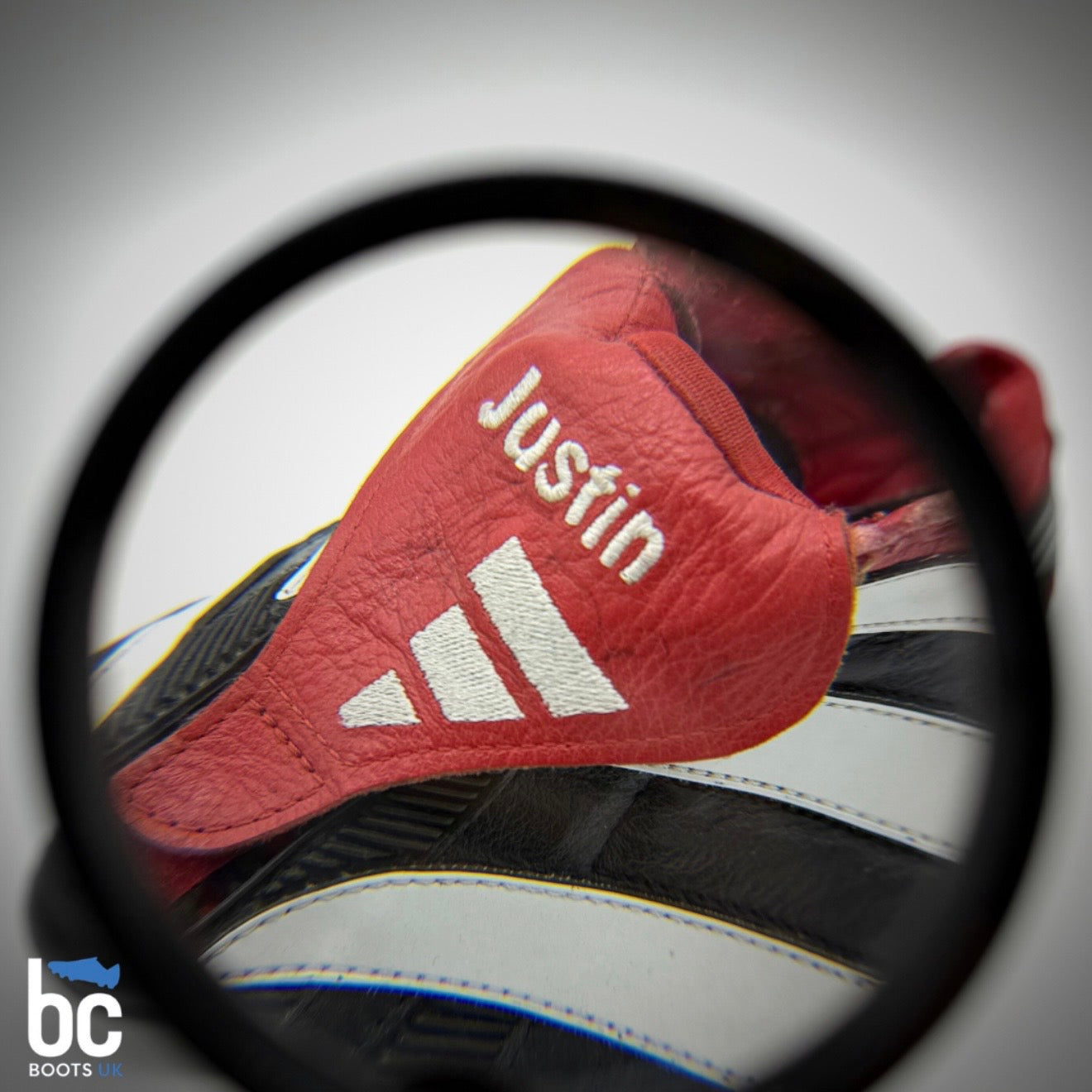 Close-up of Patrick Kluivert's match-worn Adidas Predator Precision boots | BC Boots UK