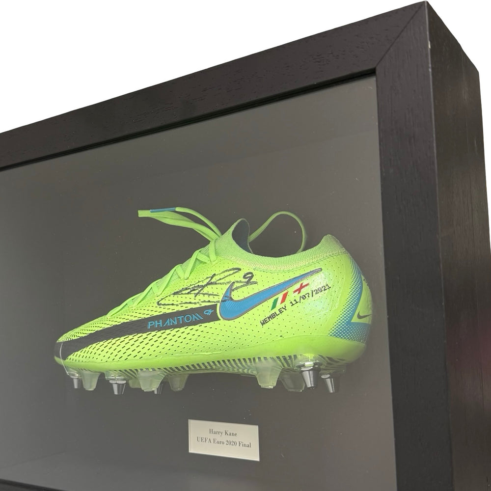 Harry Kane MBE Match Issued, Hand Signed Nike Phantom GT Elite - UEFA Euro 2020 Final - Framed Left Boot