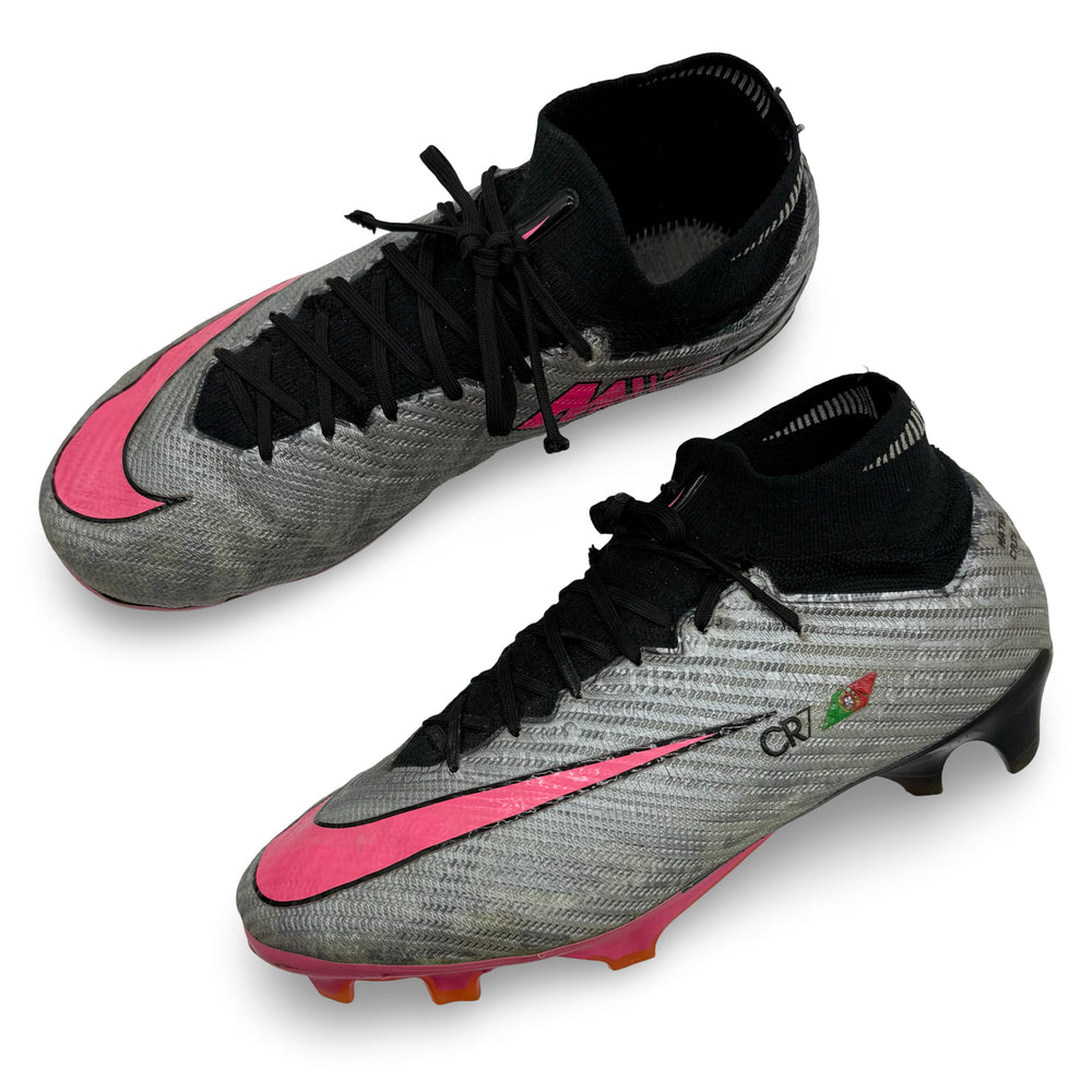 Cristiano Ronaldo match-issued boots from the 2023/24 season with Portugal & Al-Nassr with CR7 branding, worn during his record-breaking 200th international appearance