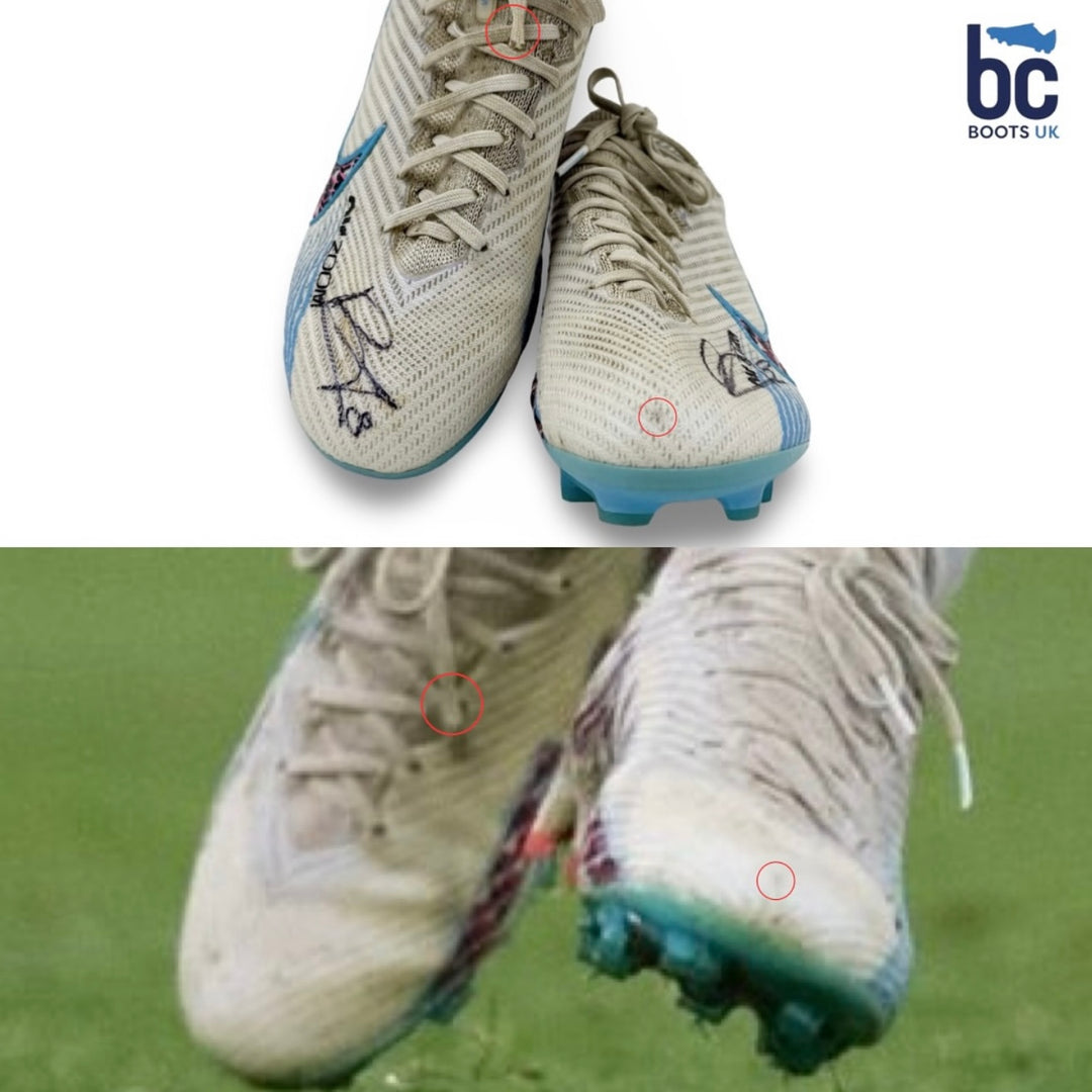 Nike Mercurial Vapor 15 Elite (2022/23), usada por Bruno Fernandes en partidos, 4 goles marcados, fotocomparada, doble firma, certificado de autenticidad MUFC