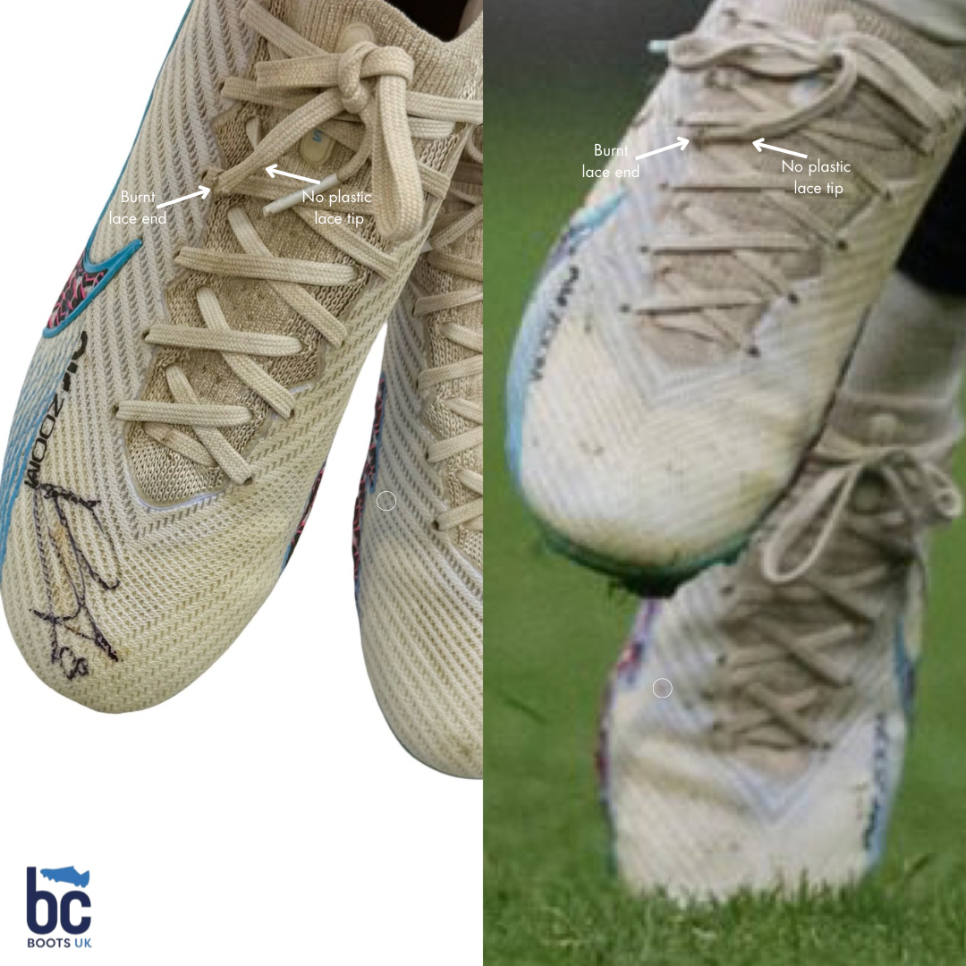 Nike Mercurial Vapor 15 Elite (2022/23), usada por Bruno Fernandes en partidos, 4 goles marcados, fotocomparada, doble firma, certificado de autenticidad MUFC