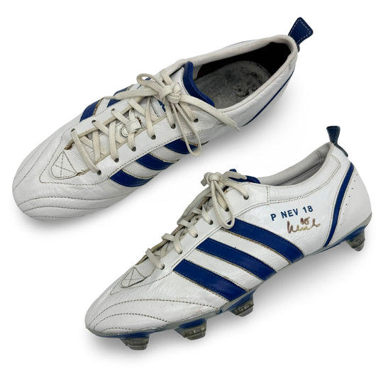 Phil Neville Match Worn, Photo-Matched, Dual Signed Adidas AdiPure I - 2008/09