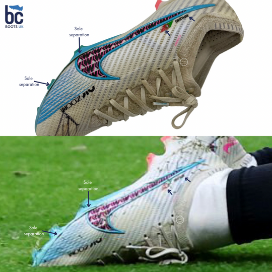 Nike Mercurial Vapor 15 Elite (2022/23), usada por Bruno Fernandes en partidos, 4 goles marcados, fotocomparada, doble firma, certificado de autenticidad MUFC