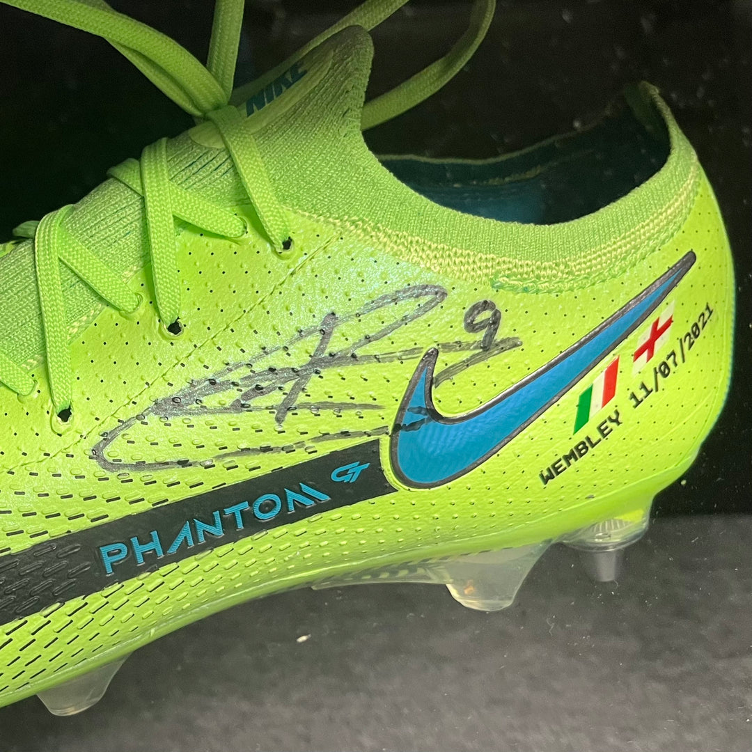Harry Kane MBE Match Issued, Hand Signed Nike Phantom GT Elite - UEFA Euro 2020 Final - Framed Left Boot