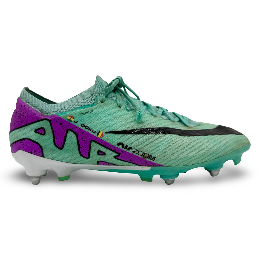 Jérémy Doku Match Worn, 2 Goals & 4 Assists, Photo-Matched Nike Mercurial Vapor 15 Elite - 2023/24 4-In-A-Row Season, PL Assist Record