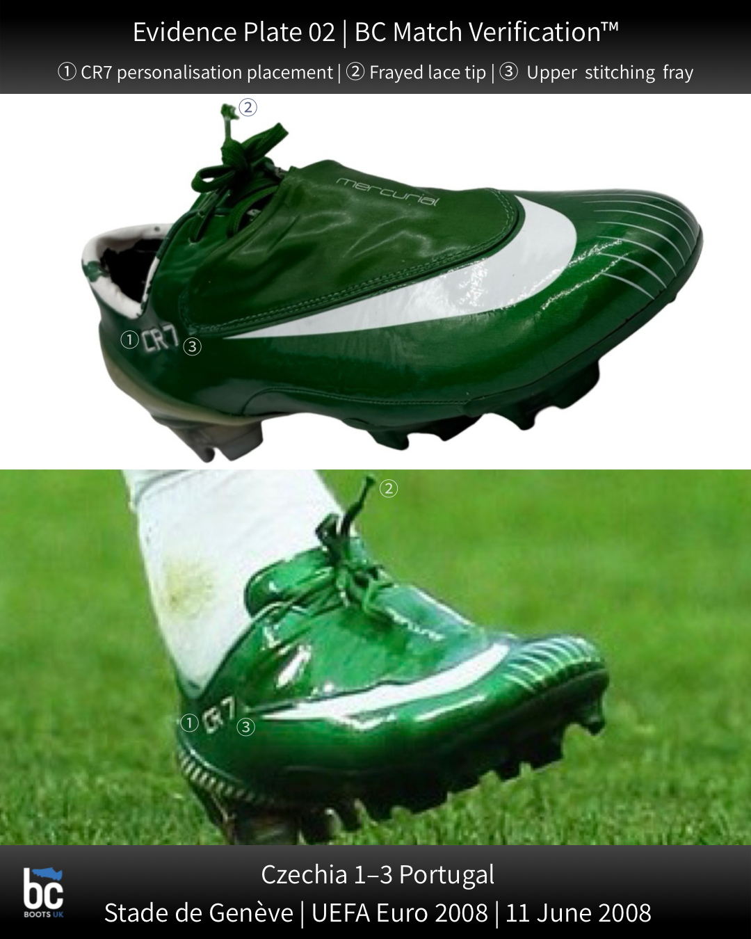 Cristiano Ronaldo match-worn boots Euro 2008 BC Match Verification 02