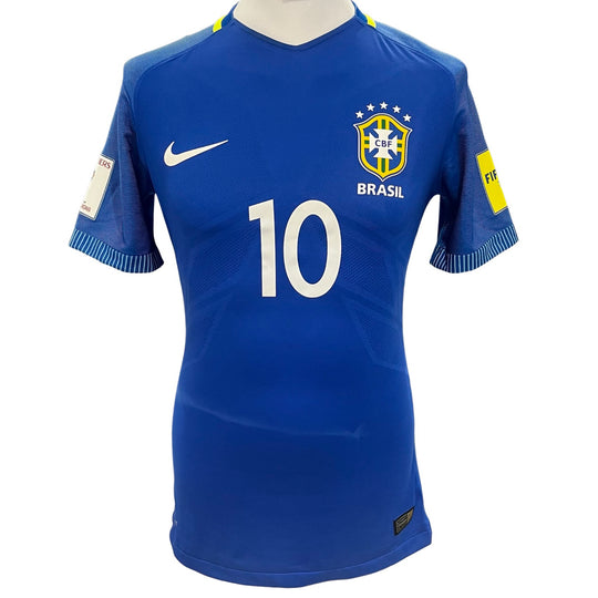 Camiseta Nike Dri-Fit usada en partido, sin lavar y con foto de Neymar Jr. - Ecuador 0-3 Brasil, clasificación para la Copa Mundial de la FIFA 2018